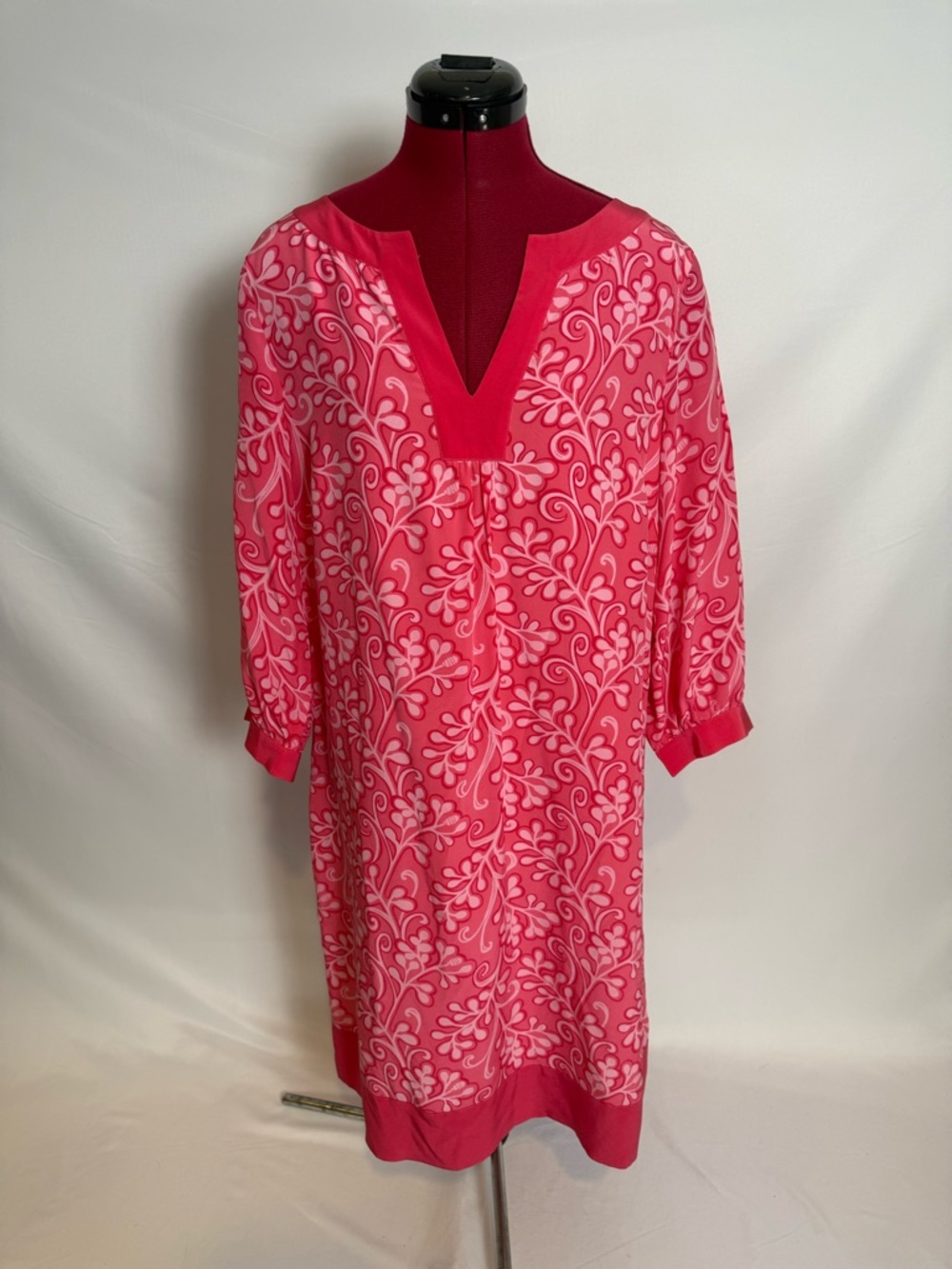 Lilly Pulitzer Shift Dress Women Size 8 Pink Floral-Print Shift Dress 100% Silk